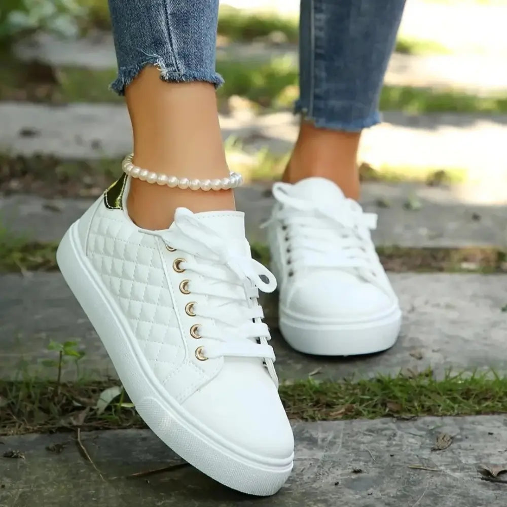 Quilted Lace-Up Sneakers