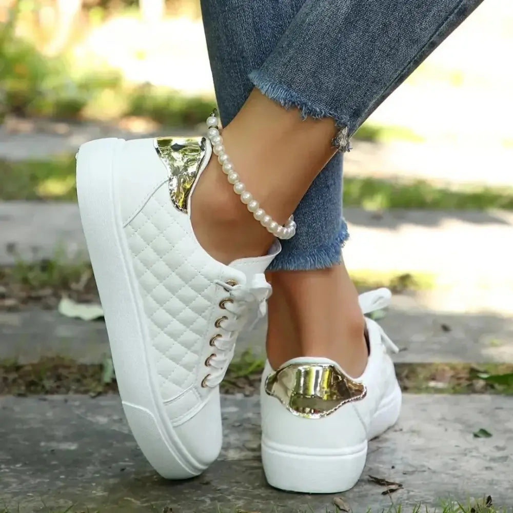 Quilted Lace-Up Sneakers