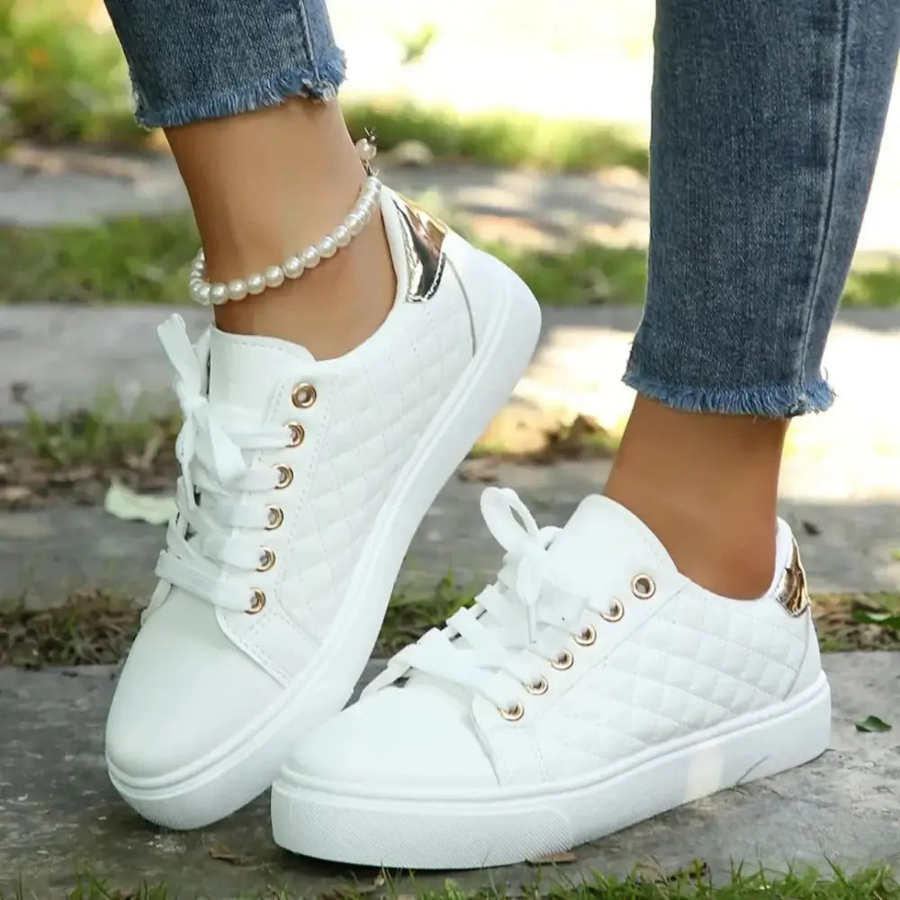 Quilted Lace-Up Sneakers