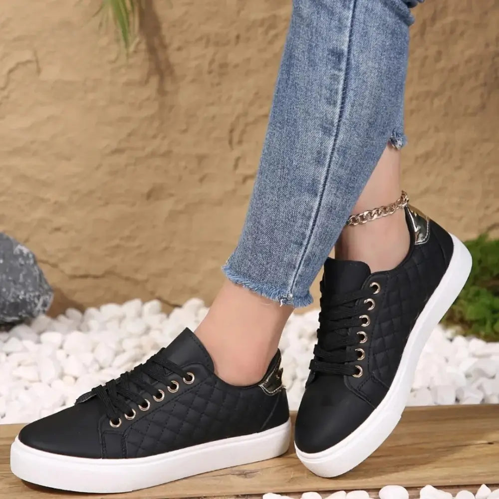 Quilted Lace-Up Sneakers
